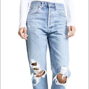 High Waisted, ripped mom jeans